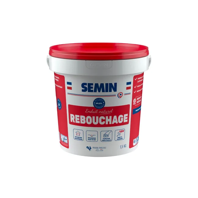 [A11140] ENDUIT DE REBOUCHAGE PATE NATUREL 1.5KG | SEMIN
